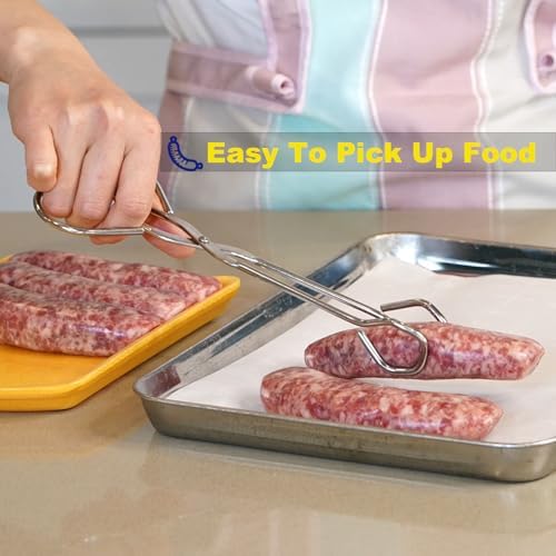 Hiash 9-Inch Heavy Duty Stainless Steel Kitchen Tongs - Comfortable Ergonomic Grip, Scissor Design, Heat Resistant for BBQ and Cooking