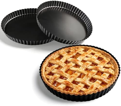 2 Pack 9 Inch Tart Pan,Removable Bottom,Nonstick Carbon Steel Quiche Pan
