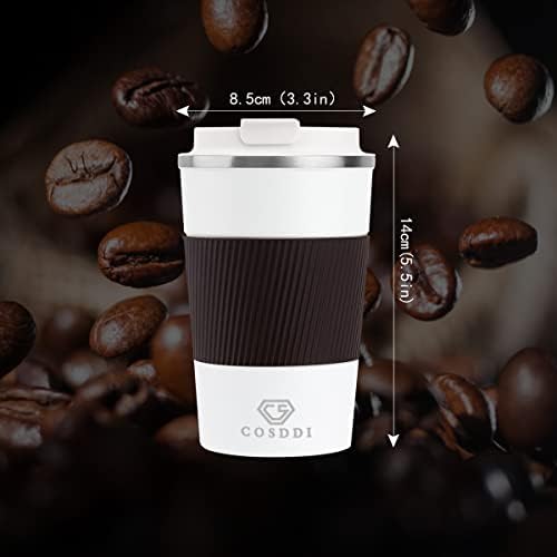 CS COSDDI 12 oz Coffee mug - Stainless Steel Coffee Cup with Leakproof Lid