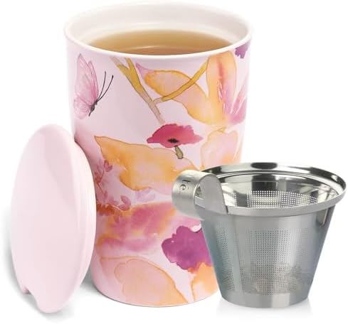 Tea Forte Double-Walled Ceramic Kati Cup, Mariposa, 12 oz