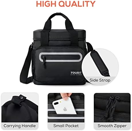 TOURIT Large Lunch Bag 14L Insulated Lunch Box Lunch Cooler for Men Women Work, Black