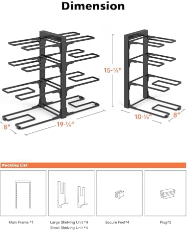 MUDEELA 8-Tier Heavy Duty Pots and Pans Organizer under Cabinet, Black