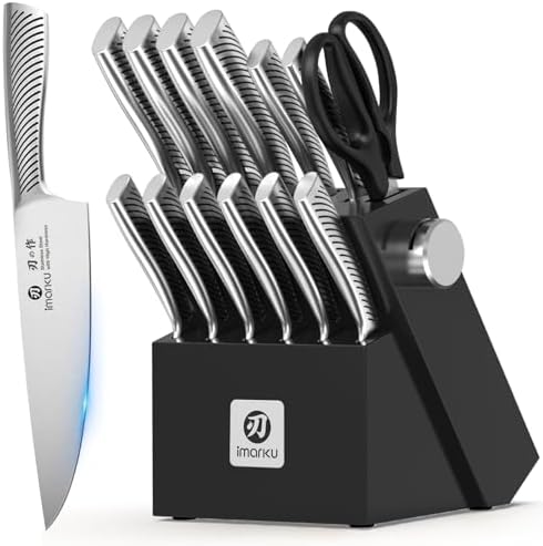 imarku 14-Piece Knife Block Set with Build-in Sharpener