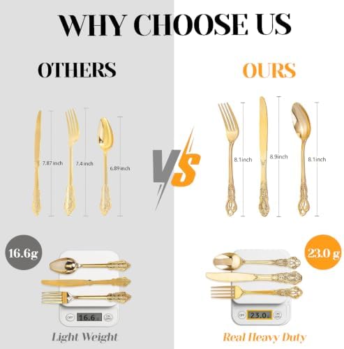 300PCS Gold Plastic Silverware Bulk for Parties & Weddings