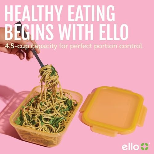 Ello Snap & Nest 4.5 Cup Plastic Meal Prep Set, 10 Piece, Cactus Blooms