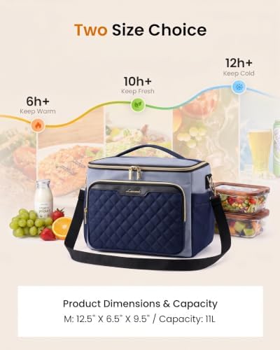 LOVEVOOK Lunch Box for Women, Wide Opening Cute Insulated Lunch Box Bag
