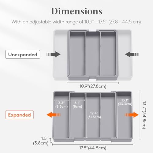 Lifewit Utensil Organizer for Kitchen Drawers, Expandable Utensil Tray