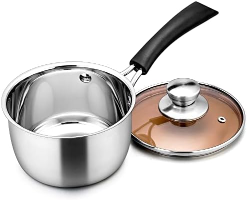 LIANYU 2QT Saucepan with Lid, Stainless Steel Sauce Pan, Induction Ready