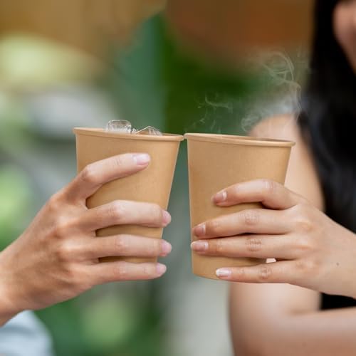 BYSNOW 300 Pack 12 oz Kraft Paper Cups, Disposable Coffee Hot Water Cups