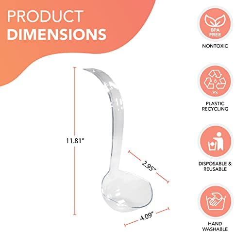 Party Essentials N512 Hard Plastic 5-Ounce Punch Bowl/Serving Ladle, 1-Count, Clear (Pack of 2)