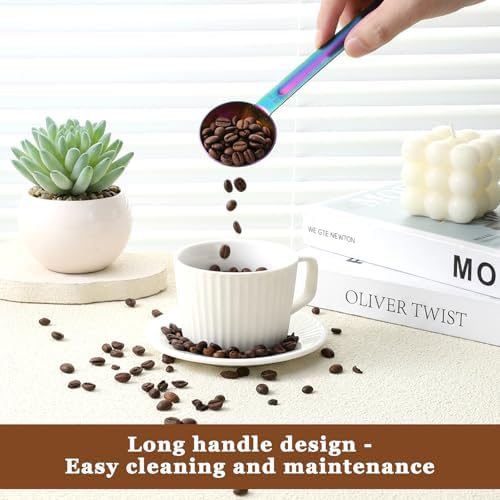 Double Sided Measuring Spoon Stainless Steel Coffee Scoop Teaspoon Measuring Spoon 1 Tsp (5ml) & 1 Tbsp (15ml) Dual-Measure Long-Handle Spoons Coffee Measurings Spoons (Colorful)
