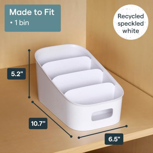 YouCopia ShelfBin Packet Organizer, 4-Tier Stairstep Raised Divided Bin, BPA-Free Storage Caddy for Kitchen Pantry and Cabinet Organization, Tea Bags, Medicine, and More