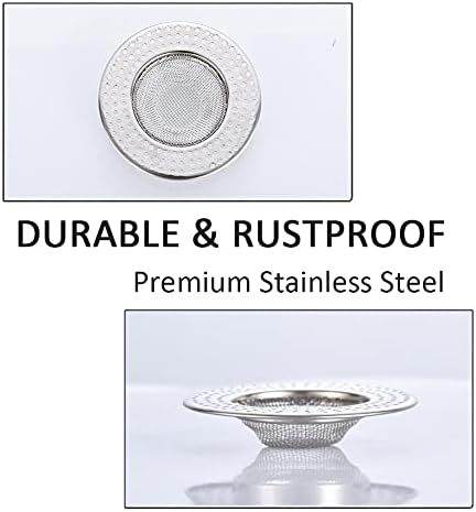 2pcs Heavy Duty Stainless Steel Slop Basket Filter Trap,3.54" Top / 1.65" Mesh Metal Sink Strainer,Perfect for Kitchen Sink/Bathroom Bathtub Wash Basin Floor Drain Balcony Drain Hole,Utility