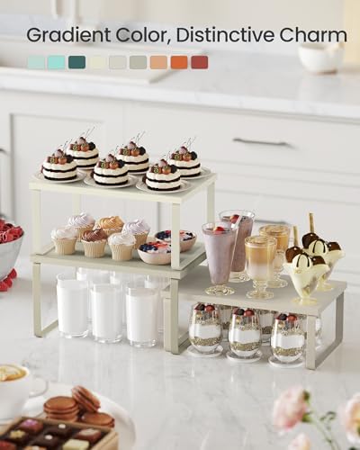 SONGMICS Cabinet Organizer Shelf, Set of 3 Spice Rack, Kitchen Storage