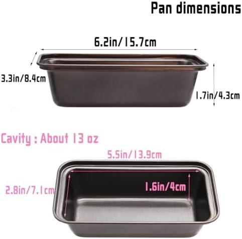 Zddaoole 6 PCS Mini Nonstick Carbon Steel Baking Bread Pan,Mini Loaf Pans,Small Banana Bread Tins,6.2" x 3.2"