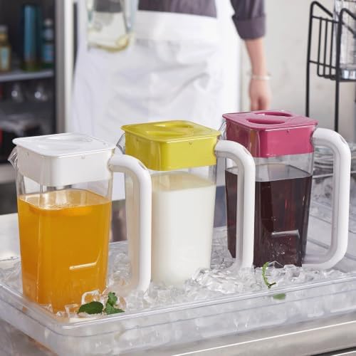 CURTA 1 Pack 2 Liters/68 oz Plastic Pitcher with Lid & Handle for Kitchen,ICED JUICE and Coffee Carafe Beverage Serveware, Acrylic Water Jug for Hot/Cold Drinks&lemonade