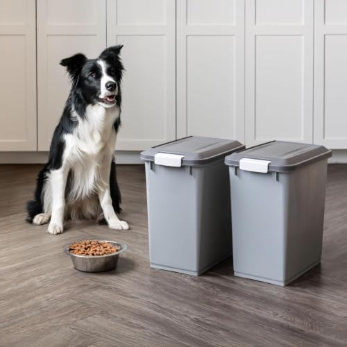 IRIS USA Dog Food Storage Container, 2-Pack, Up to 30 lbs, Gray/Dark Gray