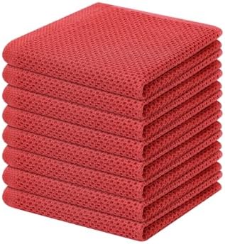 Homaxy 100% Cotton Waffle Weave Kitchen Dish Cloths 8-Pack, Brick Red