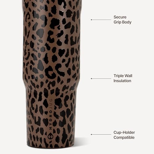 HydroJug Sport 32 oz Insulated Stainless Steel Water Bottle, Brown Leopard