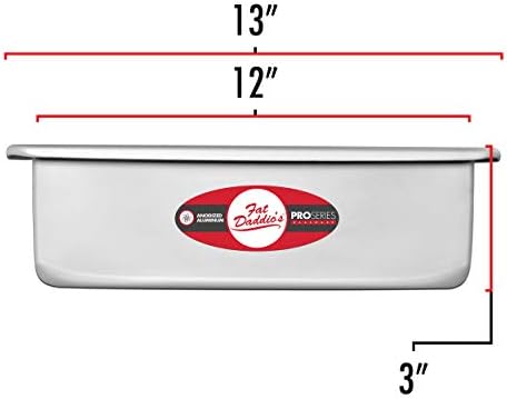 Fat Daddio's PSQ-12123 Anodized Aluminum Square Cake Pan, 12 x 3 Inch
