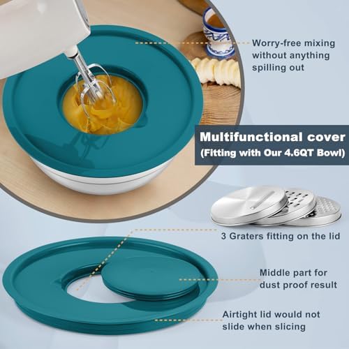P&P CHEF Mixing Bowls with Lids Set of 6, Nesting Salad Bowl, Blue