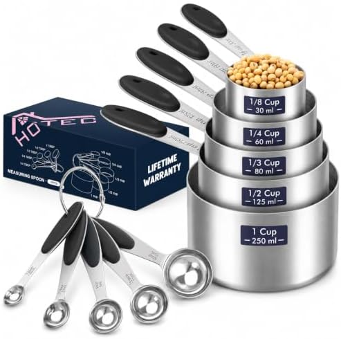 HOTEC 10-Pack Measuring Cups &Spoons Set, Black