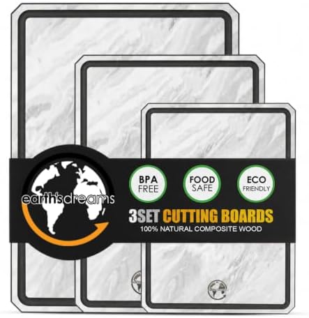 Composite Wood Cutting Board Set of 3, Marble Stone Look