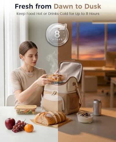MATEIN HER Double Decker Lunch Bag with Ice Pack, Large Insulated Lunchbox