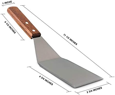 Homi Styles Stainless Steel Grill Spatula – 11" Heavy-Duty Metal Turner with Wood Handle, Beveled Edge for Cast Iron Skillets, Flat Top Griddles & BBQ – Burger, Pancake & Egg Flipper