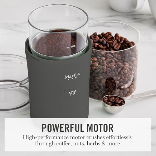 Martha Stewart Electric Coffee & Spice Grinder with Dual Bowls, Caviar Gray