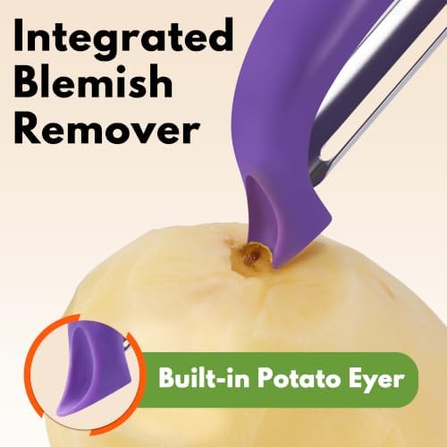 Rainspire Vegetable Peeler Potato Peelers for Kitchen, Sharp Stainless Steel Blades Veggie, Comfortable Handle Fruit Peeler, Carrot Peeler Apple Peeler Dishwasher Safe, Purple, 1-Pack