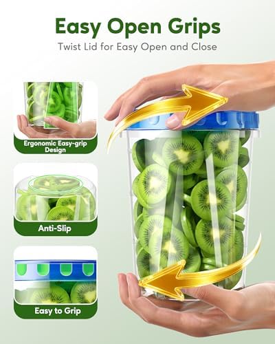 Canfanni 10 Pack-33oz Freezer Storage Containers Set, Plastic Food Storage Containers with Twist Top Lids, BPA Free Stackable Soup Containers for Overnight Oats/Salad/Leftover/Soup/Ice Cream