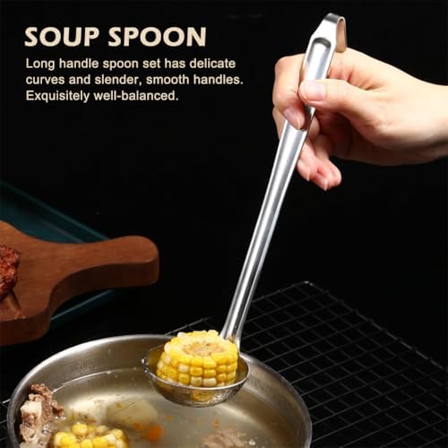 Soup Ladle with Rest Hook, Stainless‑Steel 10.04‑Inch Mirror‑Polished Serving Spoon for Soup Stew Sauce,Dishwasher‑Safe Kitchen Utensil