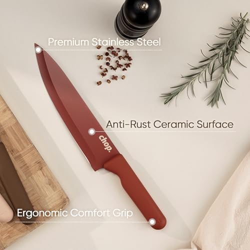 CAROTE Kitchen Knife Set, 6 Floral Knives with 6 Blade Guards, 12-Piece