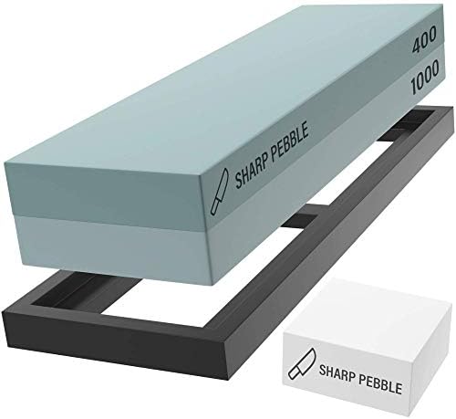 Sharp Pebble Whetstone Knife Sharpening Stone Kit - 2 Sided 400/1000 Grit