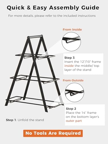 YHOSSEUN 3 Tier Serving Tray Tiered Tray Stand, 10+12+14 Inch, Black