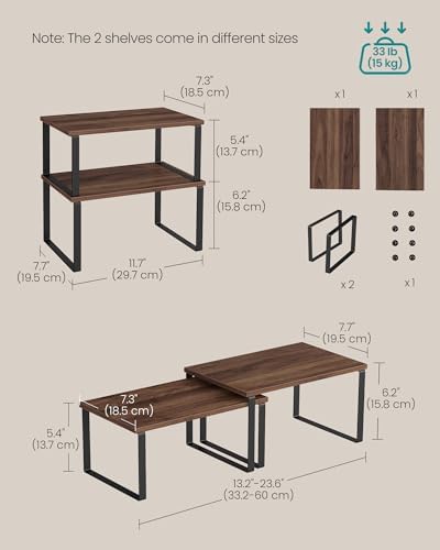 SONGMICS Cabinet Organizer Shelf, Set of 2 Spice Rack, Kitchen Storage