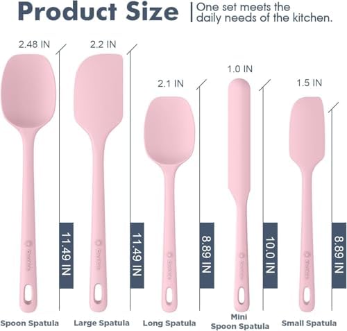 ChefAide 5 Pieces Silicone Spatulas Set, Heat Resistant Rubber Spatula