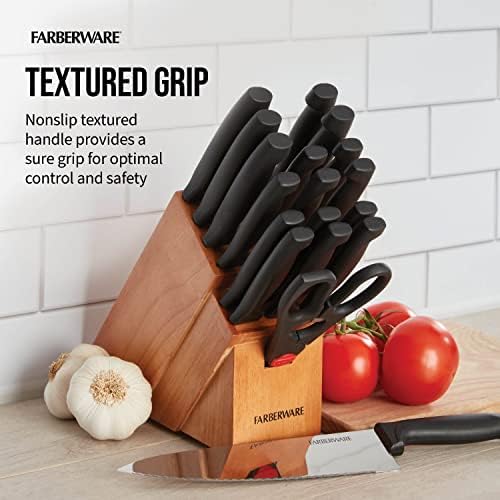 Farberware 18-Piece Kitchen Knife Block Set, High Carbon Stainless Steel