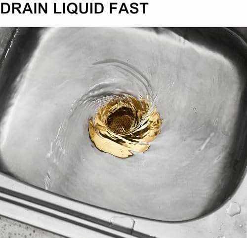 LASSHSWA Kitchen Sink Strainer Stainless Steel, Kitchen Sink Drain Strainer, Gold Sink Strainers for Kitchen Sinks with Large Wide Rim 4.5" Diameter (2 PCS)