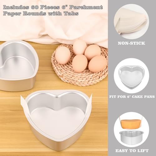 HUAKENER 6 Inch Heart Cake Pan, Non-stick Aluminum Heart Cake Pan