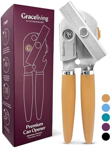 Heavy Duty Manual Can Opener with Magnetic Lid Lifter, Orange