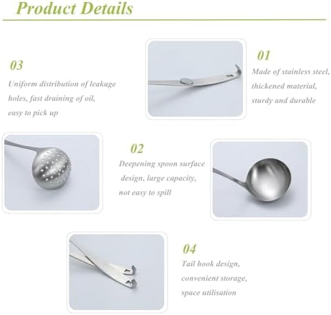 Cooking Ladles,Serving Scoop And Ladle Strainer Set Of 2 with Hook and Hole for Easy Hanging,Stainless Steel Soup Ladles Set for Kitchen