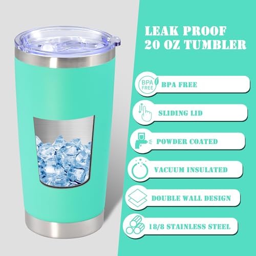 20 oz Tumbler Insulated Tumblers Stainless Steel Coffee Mug,LightBlue 6PCS