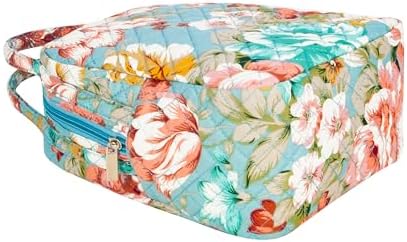 Machine Washable Women Quilted Fabric Insulated Reusable Cooler Lunch Bag Tote Adult Thermal Lunch Box Storage Bag for Ｗork (Floral)
