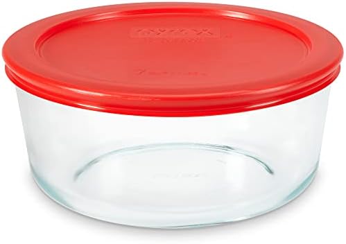 Pyrex Simply Store 7 Cup Glass Food Storage Container, BPA-Free Lids