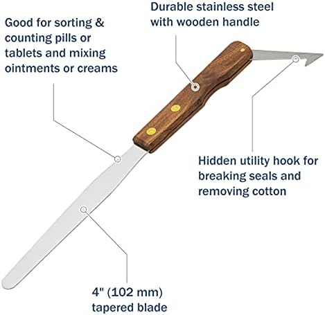 Apothecary Products 4.75" Stainless Steel Spatula and Blade, Wooden Handle