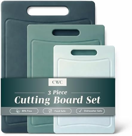 COOK WITH COLOR Non-Slip Cutting Board Set – Kitchen Essentials with Easy Grip Handle for Meat, Veggies, and Fruits, 3 Cutting Boards, Teal