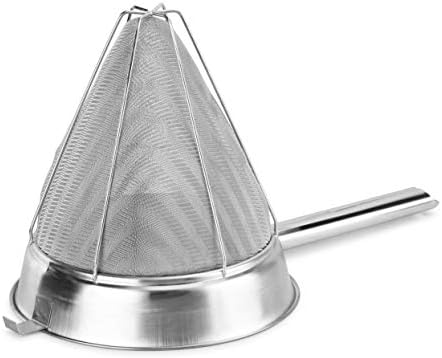 New Star Foodservice Chinois Mesh Strainer, Stainless Steel, Reinforced, Extra Fine Mesh, 10-Inch