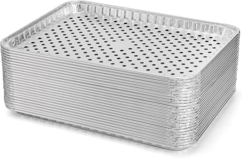 Disposable Aluminum Foil BBQ Grill Topper Pan – Prevents Food from Falling into The Grill or Sticking to The Grate – No Clean Up Required – Perfect for Camping and Outdoor Use - 15” x10” x1.5” 12 Pack